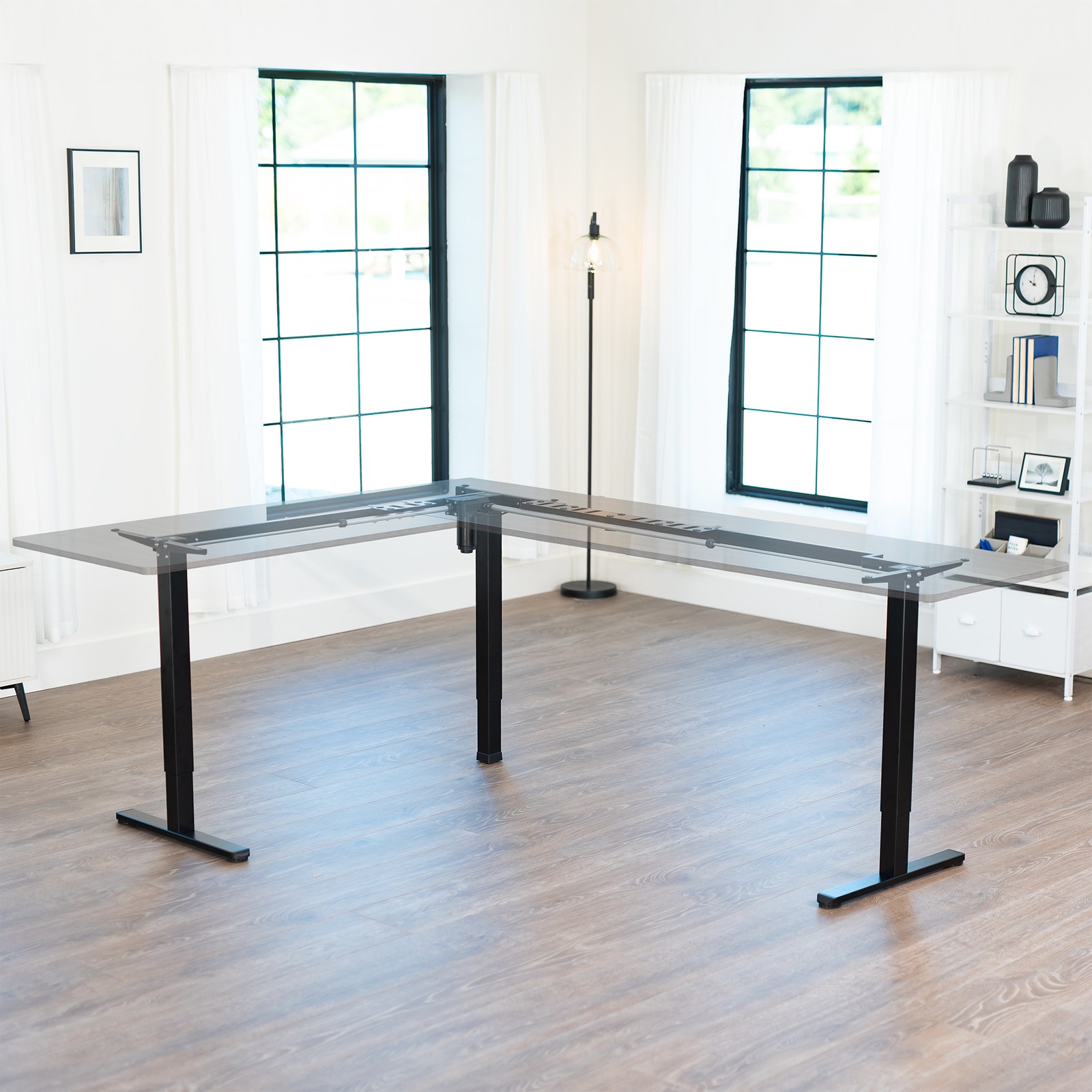VIVO Black Extra Large Electric Single Motor Corner Desk Frame