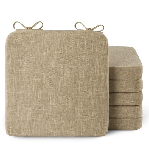 Square Chair Cushions for Dining Chairs Pack 1x1x2inch | Non Slip, 6 Beige
