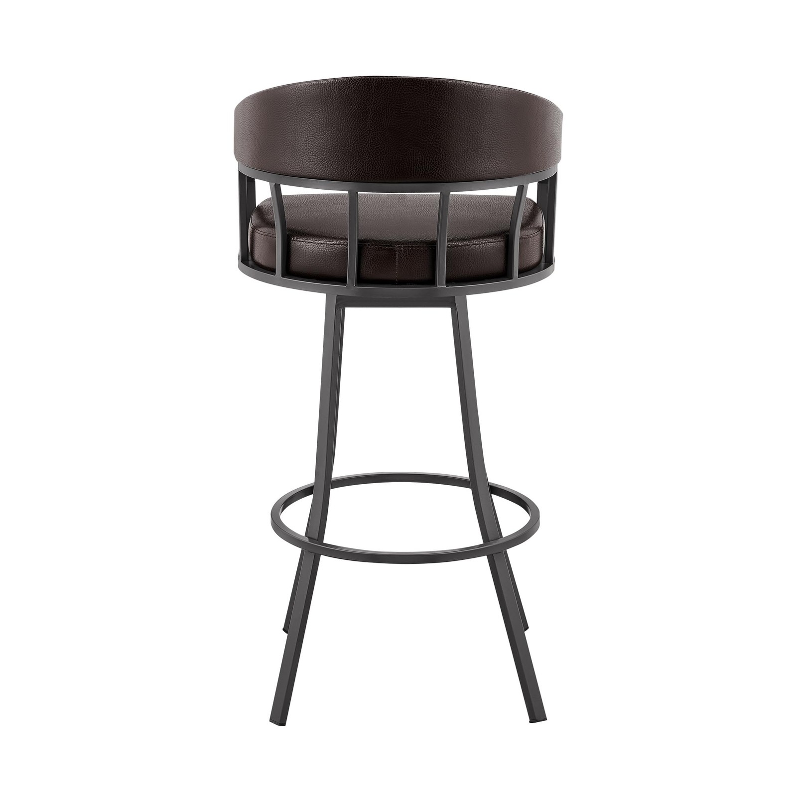 Valerie Modern 30" Seat Height Chocolate Brown Faux Leather and Java Brown Me...