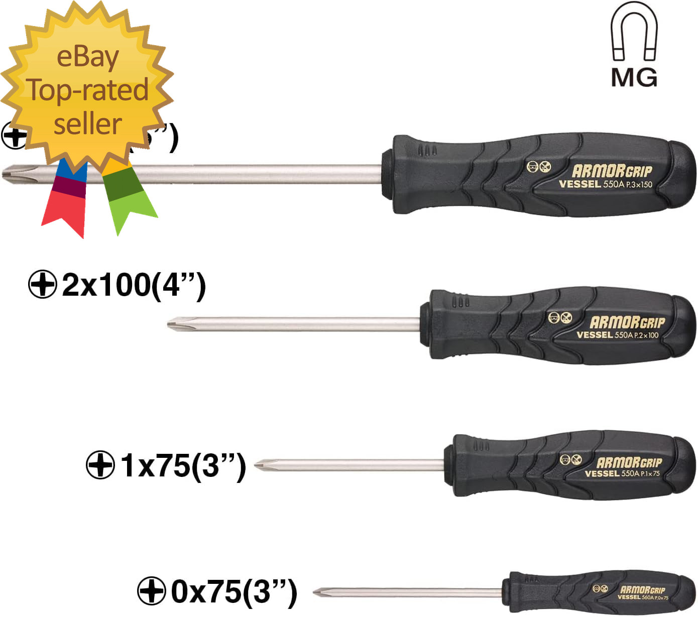 ARMOR GRIP JISDRIVE Screwdriver 4PC Set In new for Easy use Lightweight