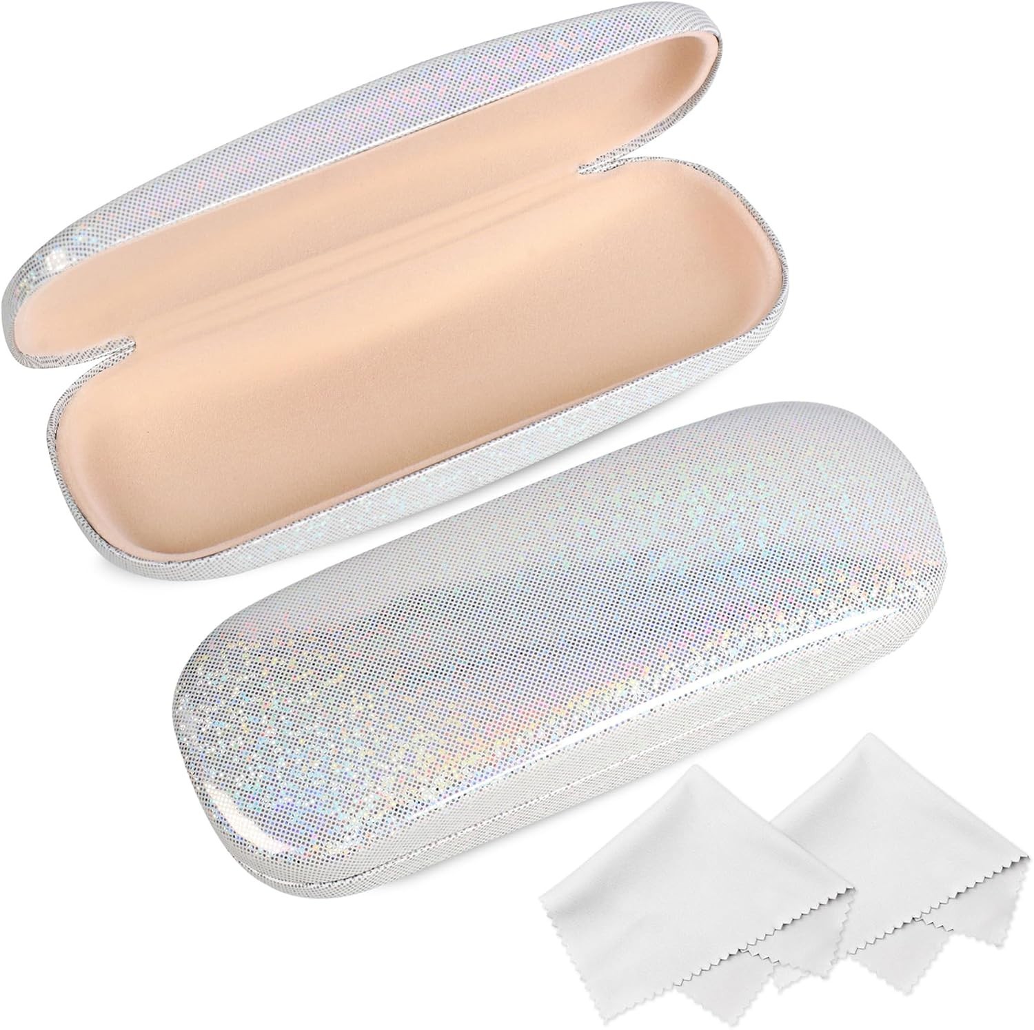 Compact Hard Shell Eyeglass Case Duo with Cleaning Cloths – Stylish & Protective