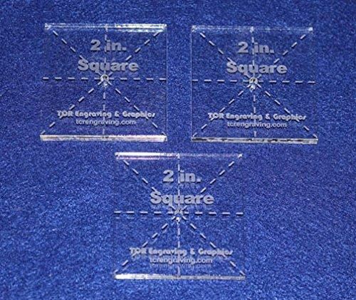 Square Templates. 3 Piece Set of 2" - No Seam -Clear ~1/4"- Postage Stamp