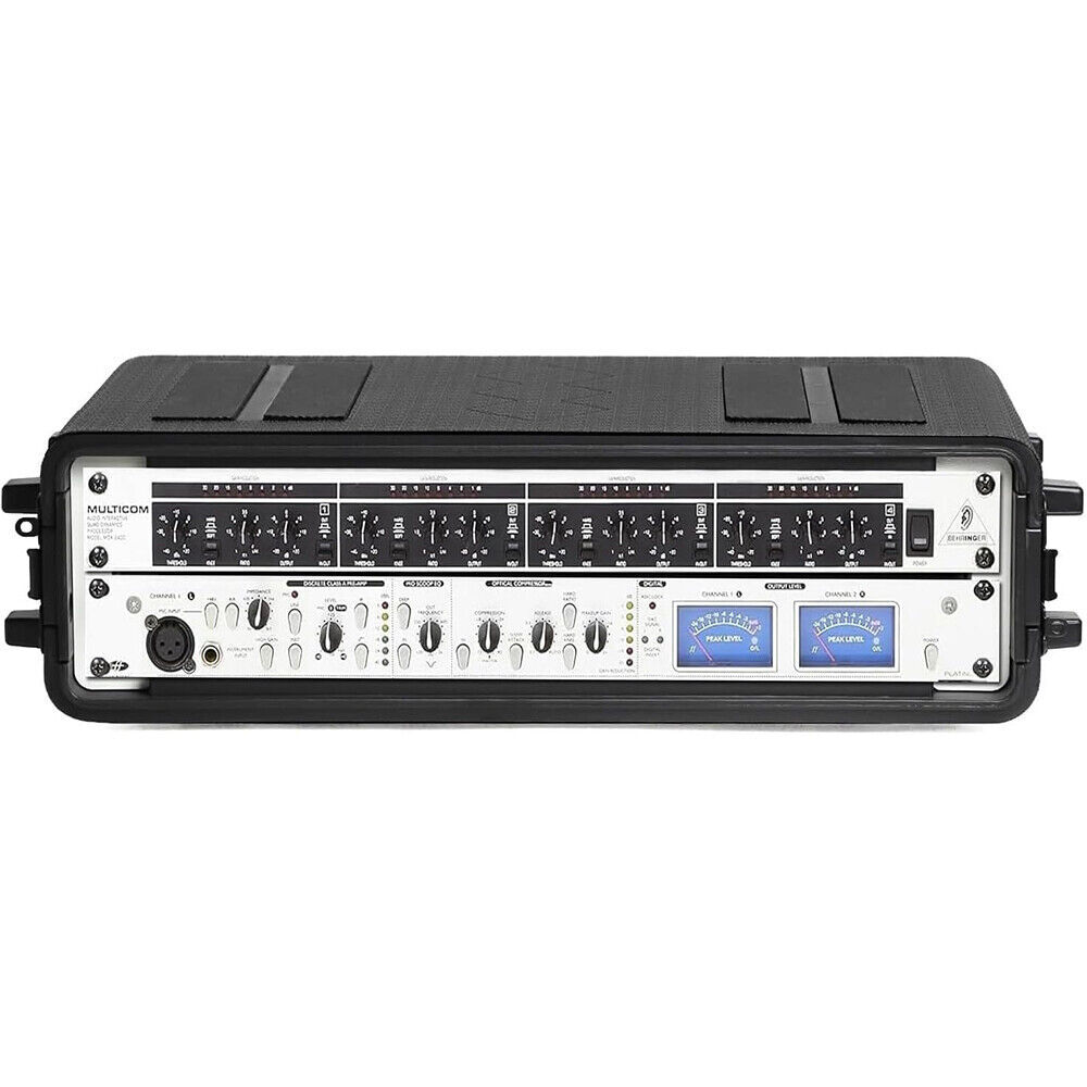 2U Rack Case 19" Solid Waterproof Dustproof Flight Case 2 Space Shock Mount Rack