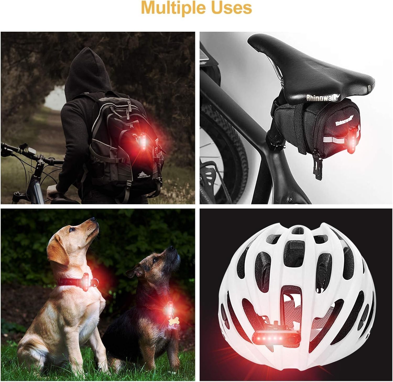 USB Rechargeable LED Bike Tail Lights 2 Pack Waterproof Multiple Modes Safe