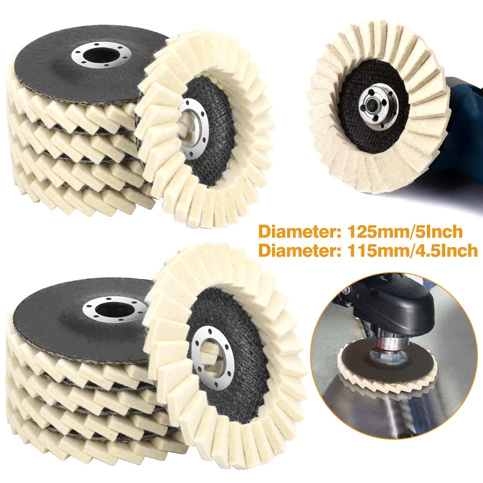 4.5" Wool Polishing Wheel Flap Felt Buffer Pad Angle Grinder Polishing Disc