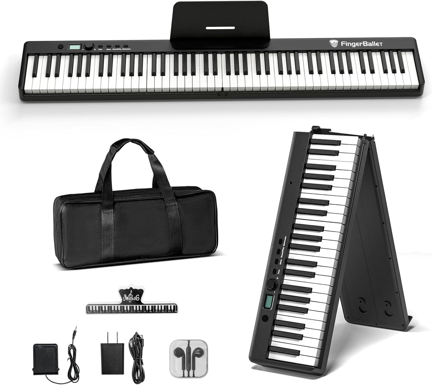 88 Key Folding Digital Piano Semi Weighted Portable w/ MIDI Bluetooth
