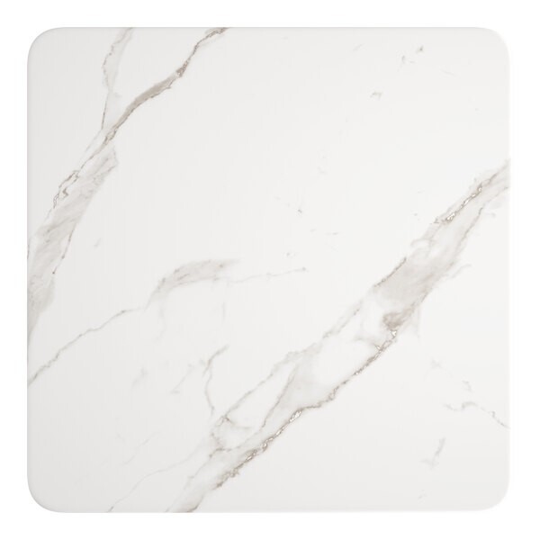 30'' Square Restaurant Table Top with White Marble Laminate Top Finish