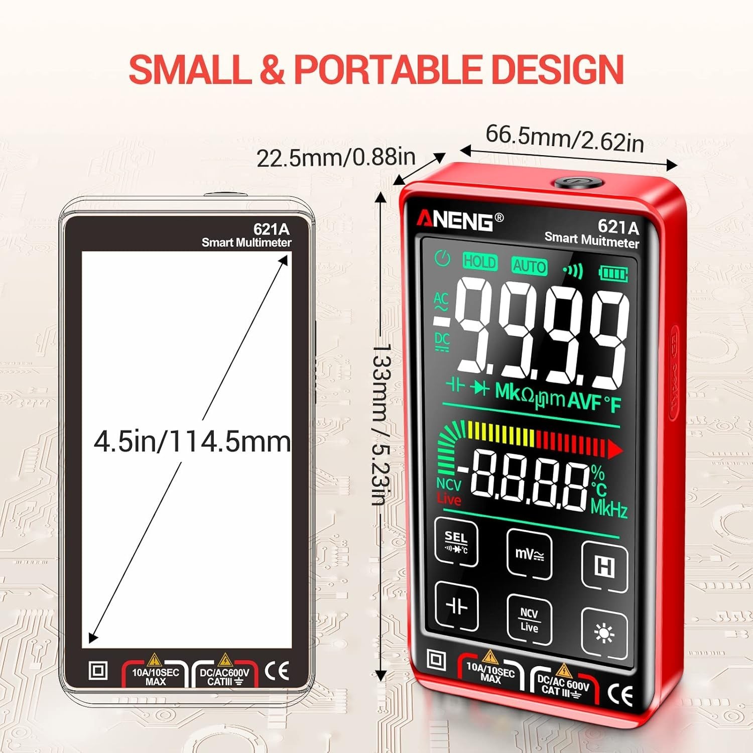 Smart Digital Multimeter Auto RangingTRMS 9999 Counts