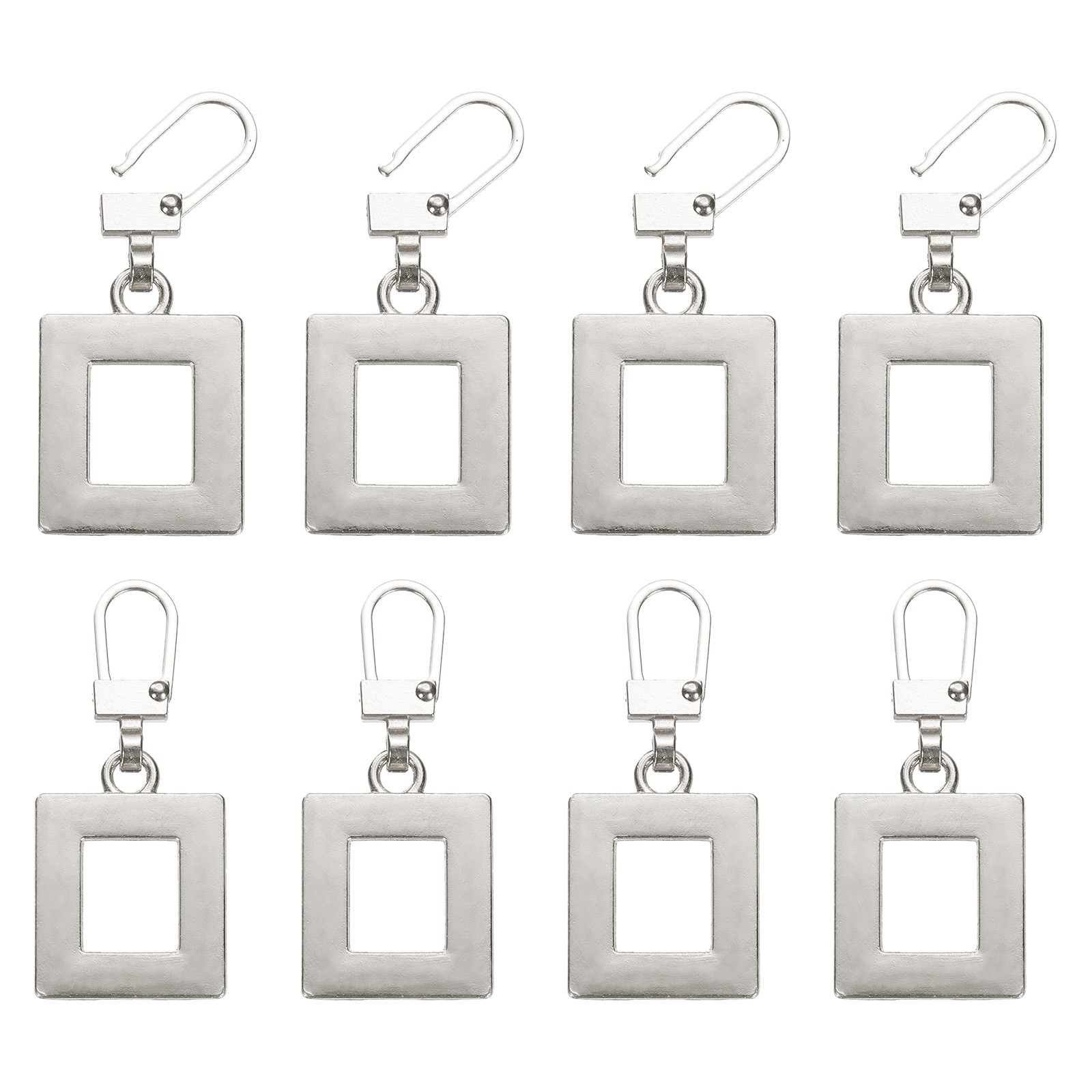 8Pcs Zipper Pull Replacement, Square Detachable Tiny Zipper Slider, Silver