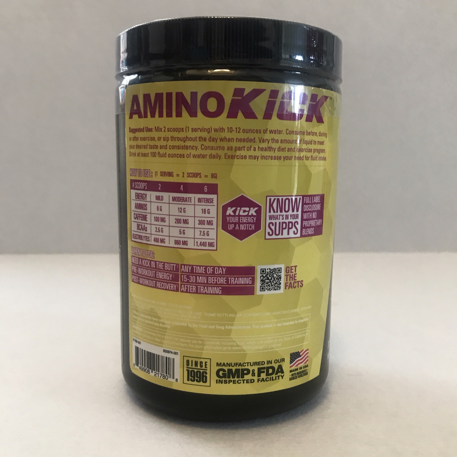 NutraBio Amino Kick Powder Passionfruit Pineapple BCAA Caffeine Electrolytes