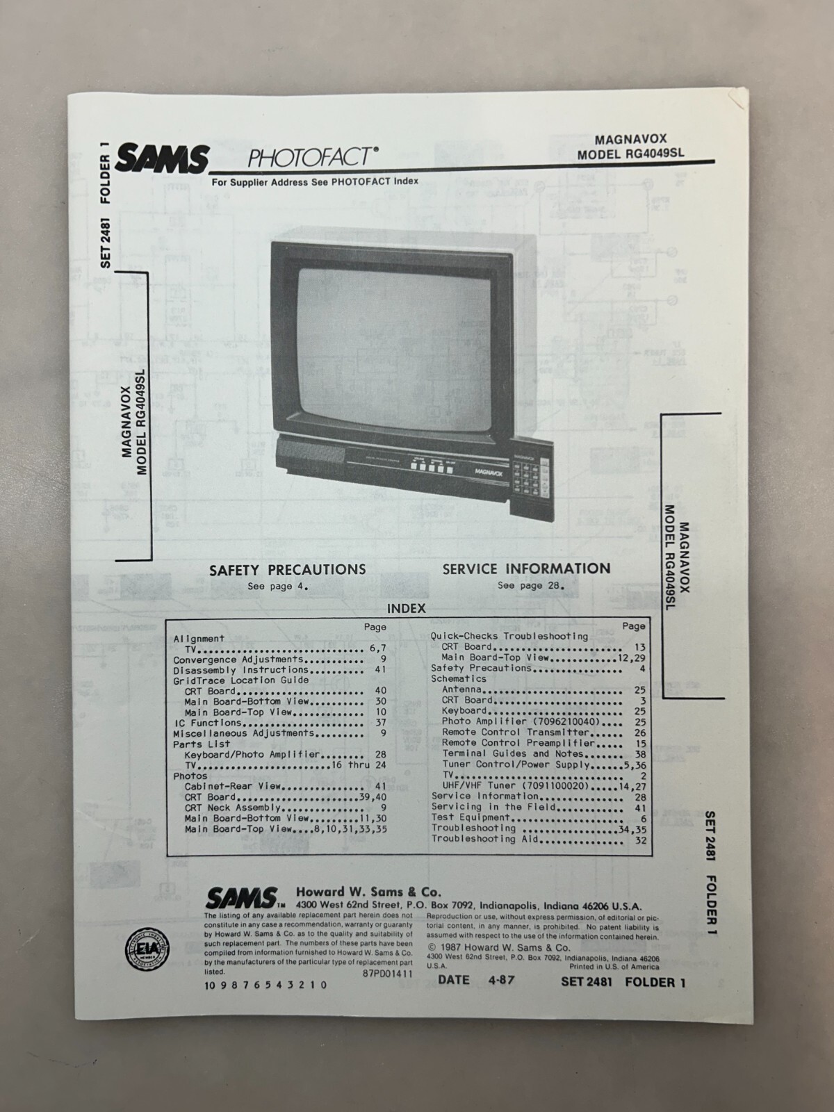 Magnavox RG4049SL Service Manual Sams Photofact Free Shipping