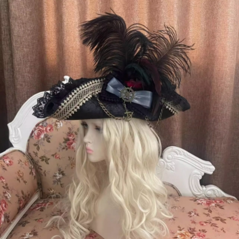 Cosplay Prop Noble Retro Pirate Tricorne Hat Pirates of The Caribbean Costume