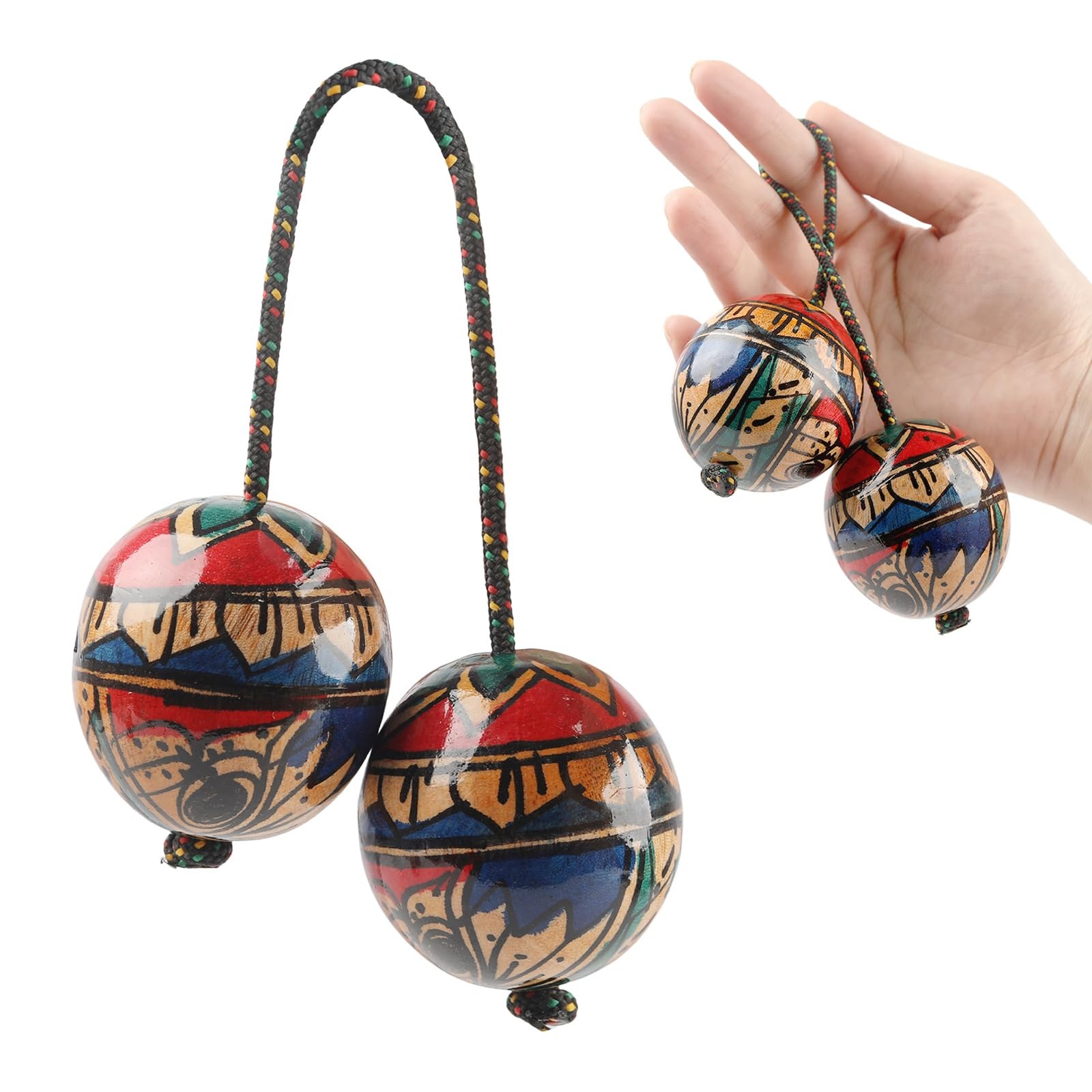 Handpaint Wooden Aslatuas Rhythmic Ball, African Shaker Instrument for Music,...