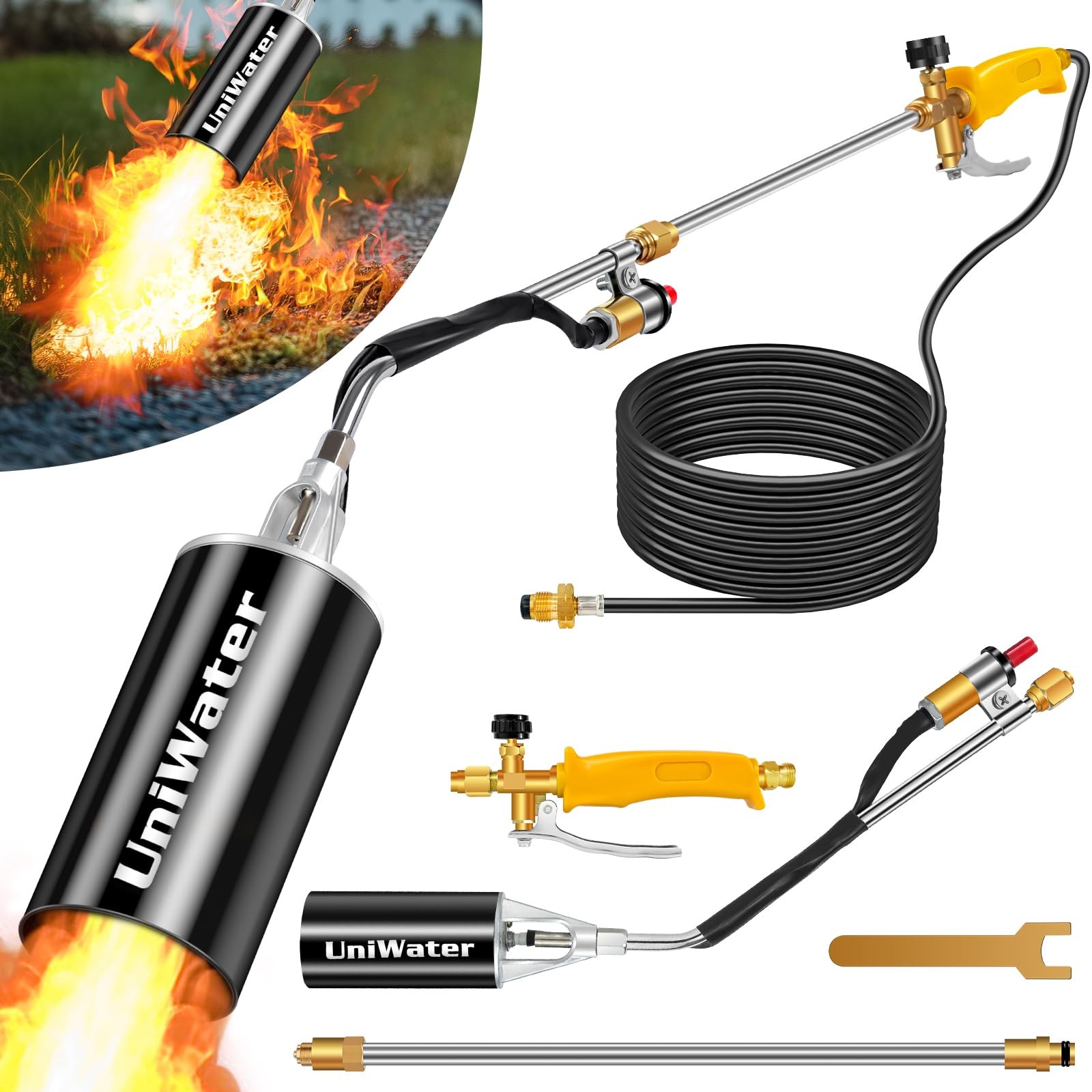 Upgraded Propane Torch Weed Burner, Portable Garden Torch for Weed, Heavy Duty B