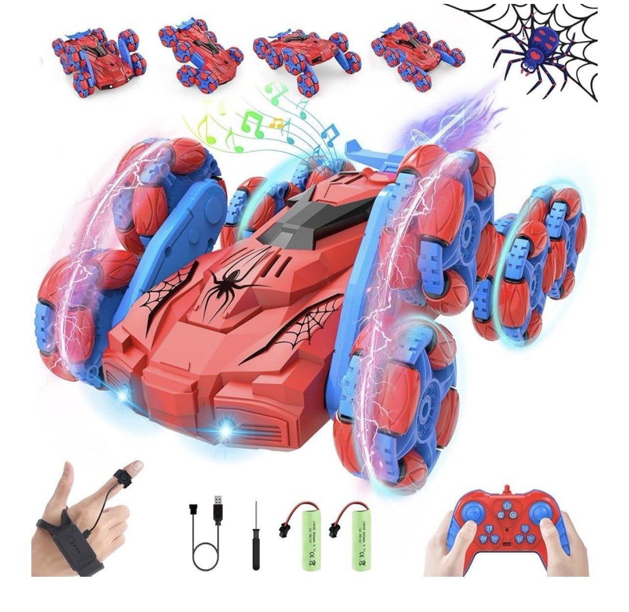 RC Car, 8WD Remote Control & Gesture Sensing RC Toys For Kids Red