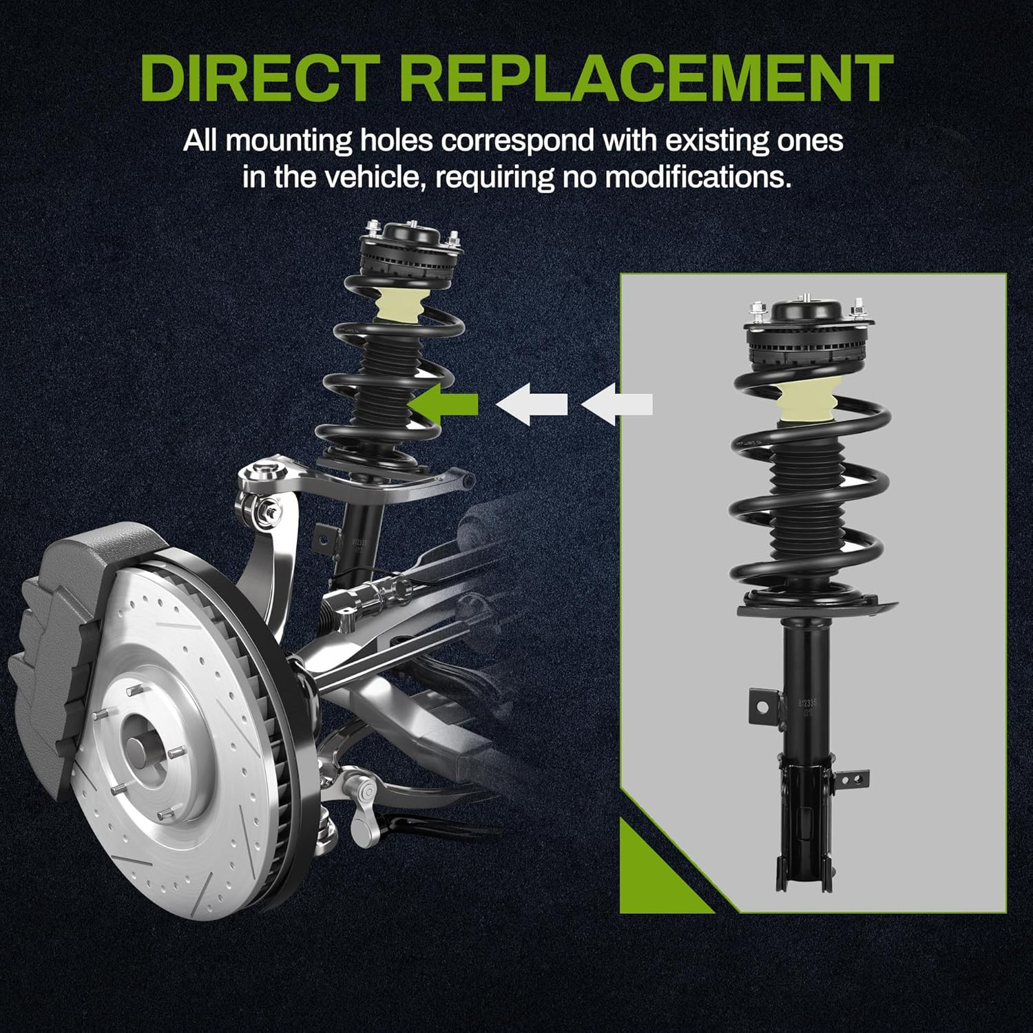 Front Pair Complete Struts Shocks Assembly Compatible with 2009-2019 Journey V6