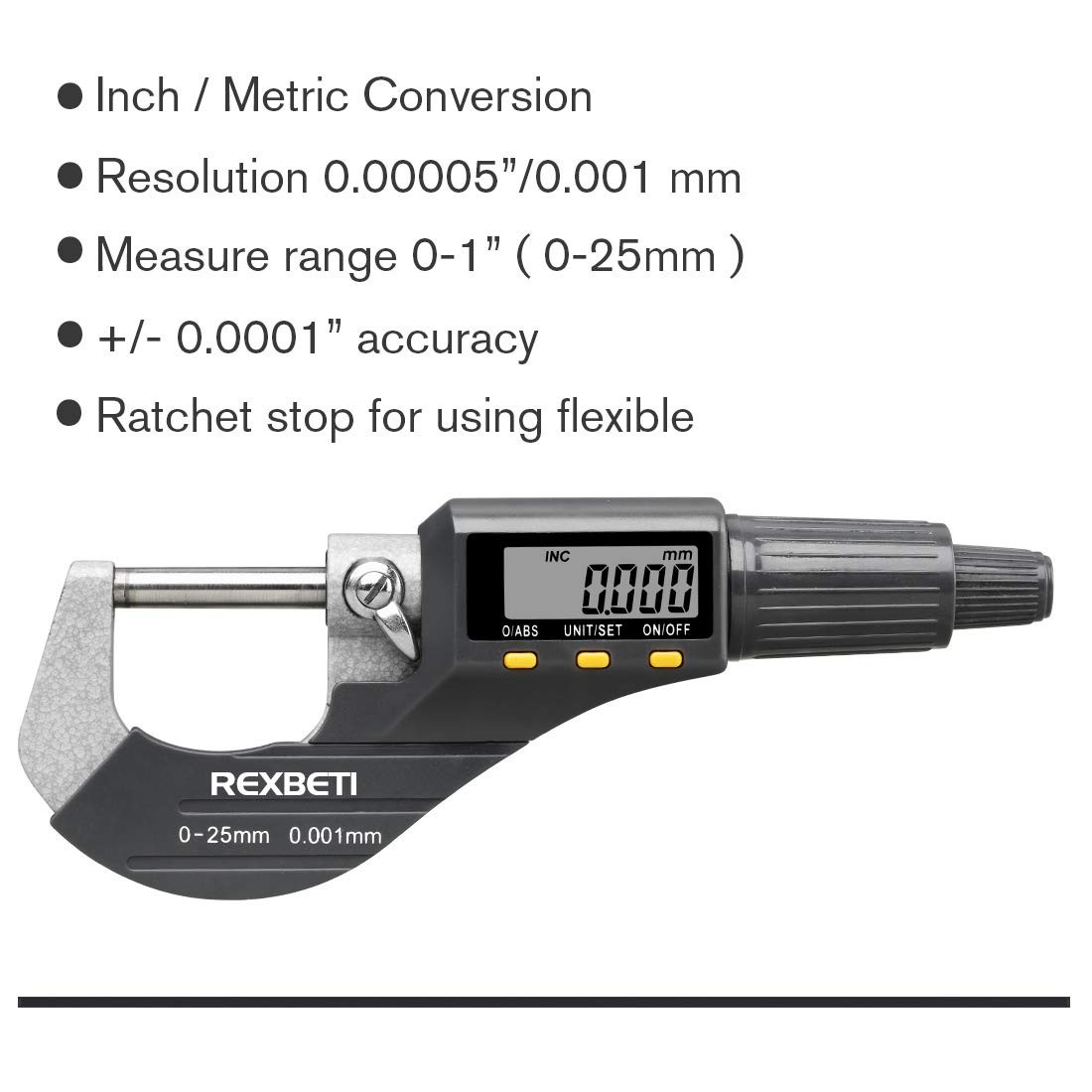 Digital Micrometer, Professional Inch/Metric Measuring Tools