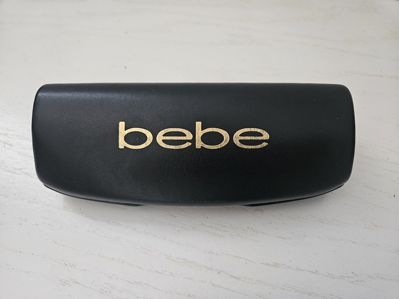 bebe Hard Shell Clamshell Eyeglass Case Black W/ Gold Letters Bebe Velvet Lined