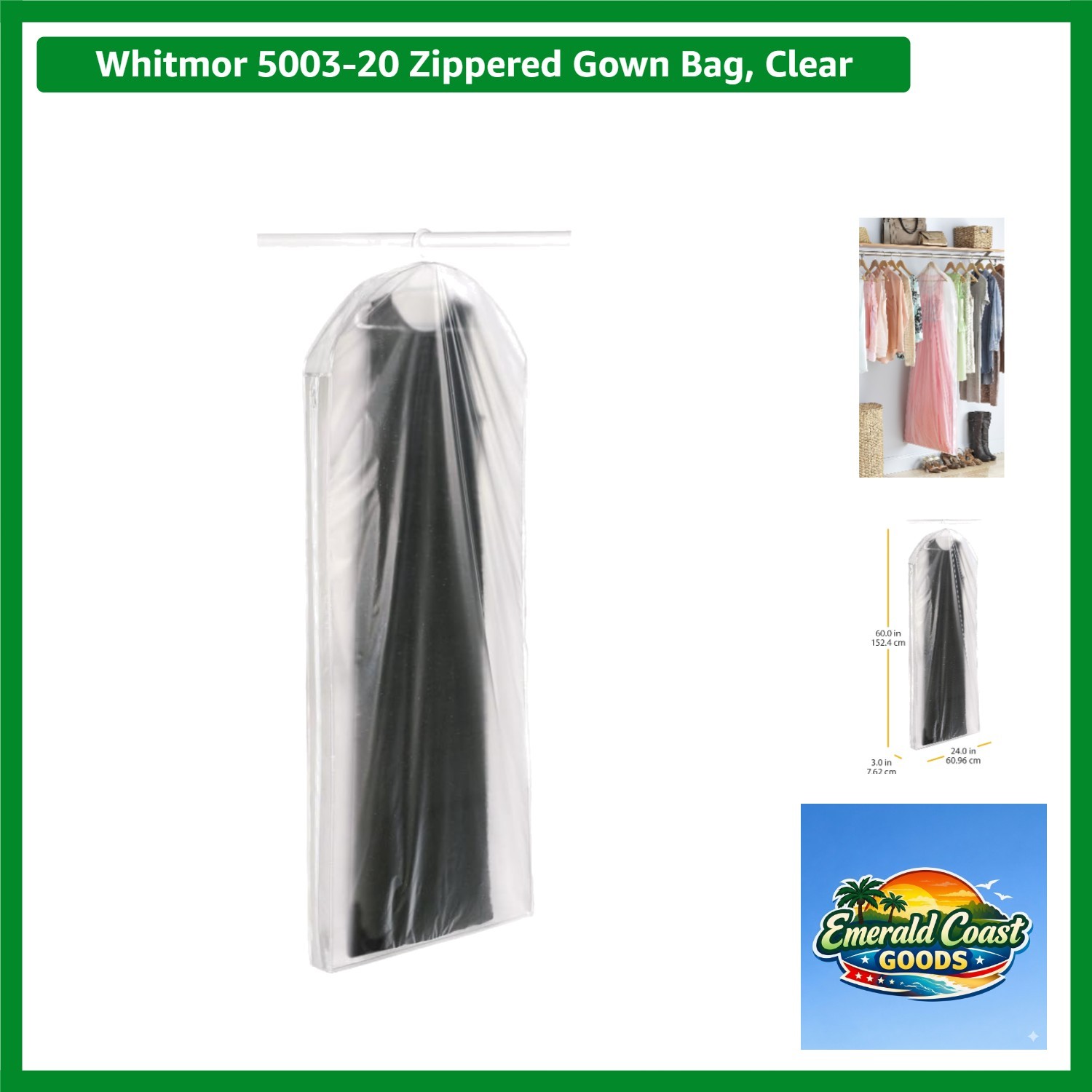 5003-20 Zippered Gown Bag, Clear