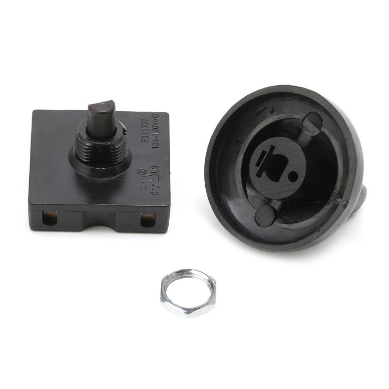 Black Fan Rotary Switch 4 Position 3 Speed Selector Switch Governor with Button&