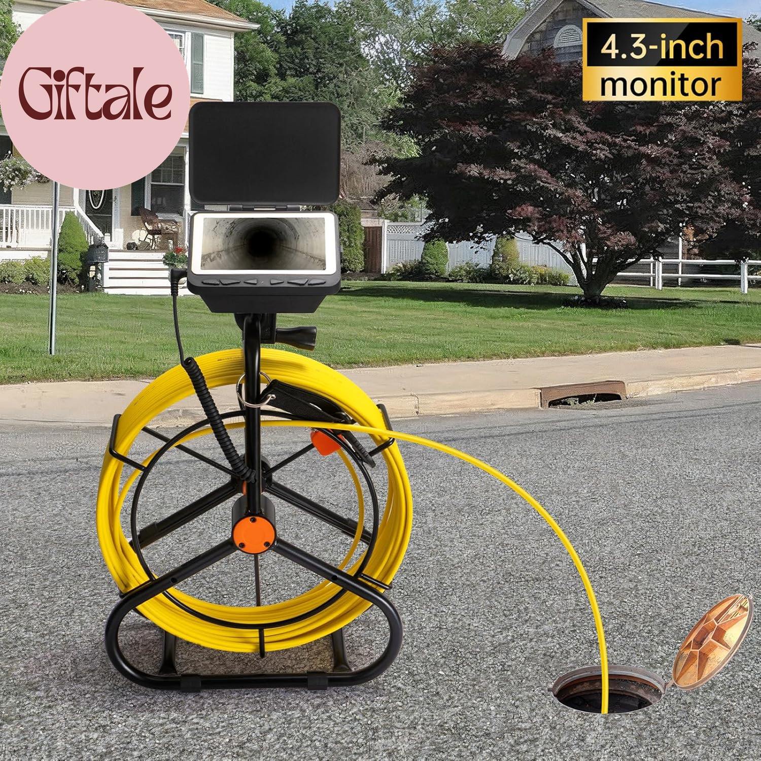 Sewer Camera 66Ft,Drain Pipe Camera HD 4.3In Screen DVR 17MM Plumbing Snake Bore