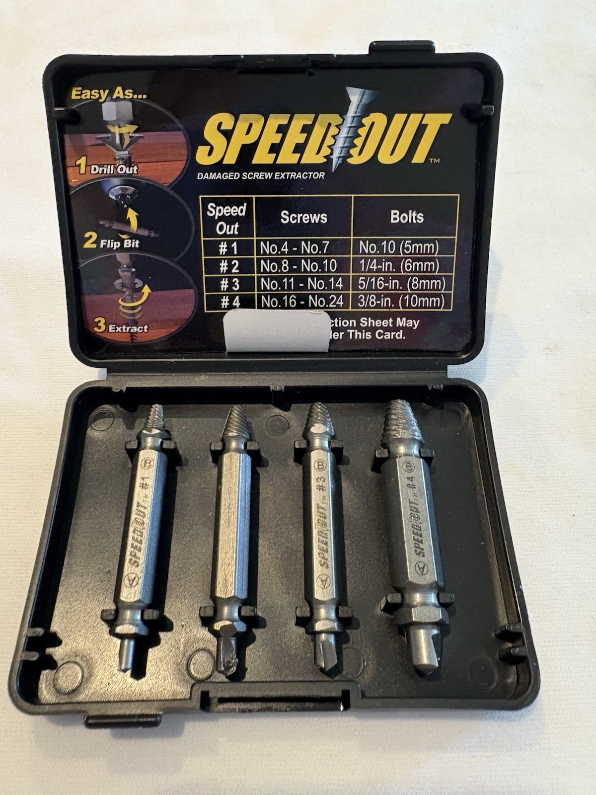 Ontel  Speed Out Titanium Damaged Screw Extractor Kit, 4 Piece Set NWOT