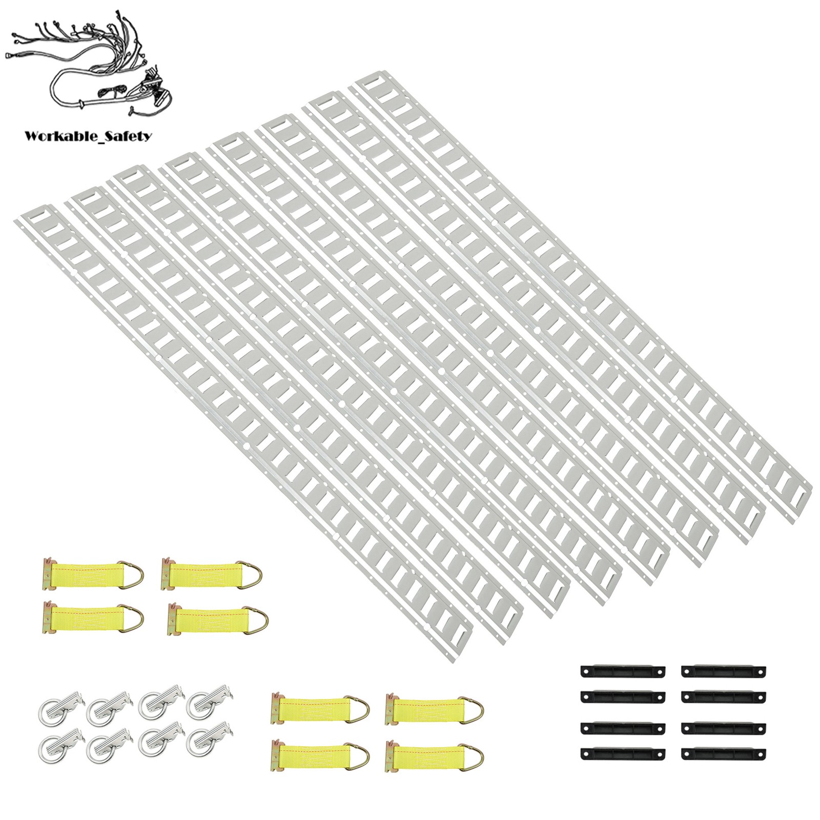 Steel 32 PCS E Track Tie Down Rail Kit E Track Rails 5' Enclosed Cargo Trailer