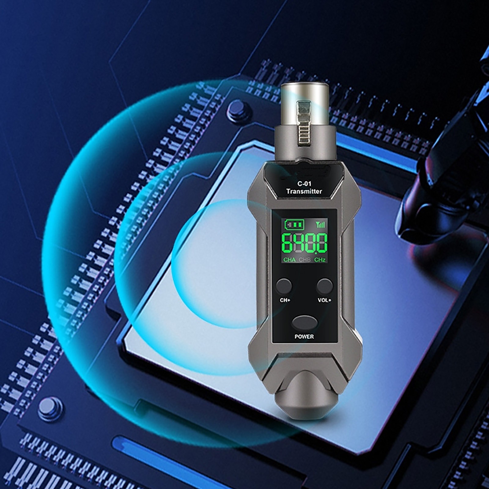 Plug-on Microphone Wireless System XLR Transmitter+ Receiver + 6.35mm Adapter b