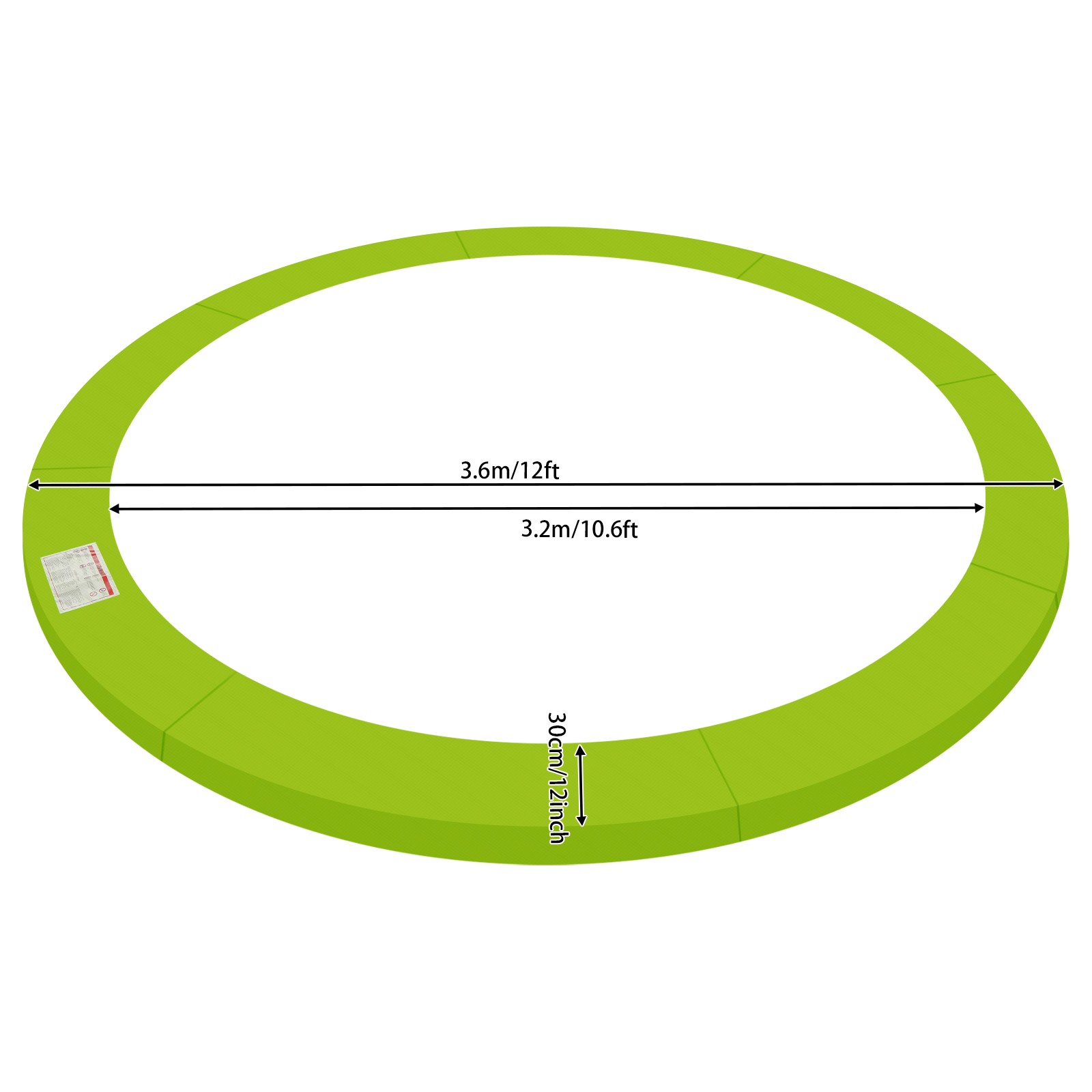12Ft Trampoline Replacement Safety Pad for Protect Edge Cover Spring, Green