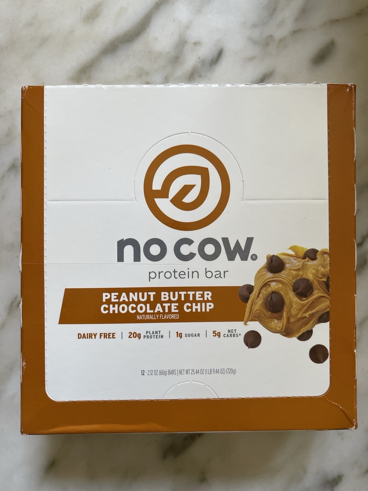 12 No Cow Peanut Butter Chocolate Chip Protein Bar 20g Protein Vegan GF 29JUL25