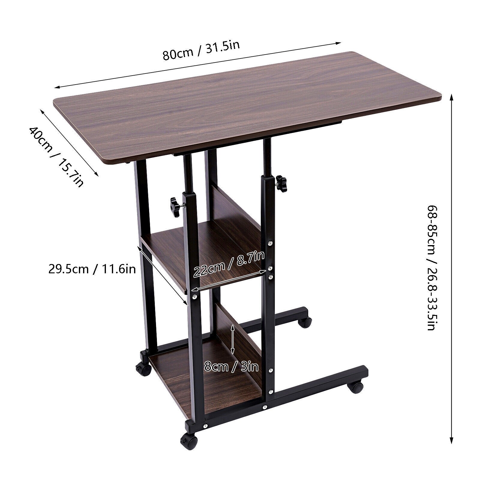 C-Shaped Side Table Adjustable, Height Adjustable C Table with Wheels