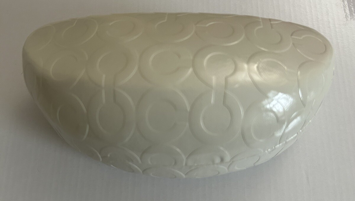 Coach Sunglass Clamshell Case With Cloth New White W/Brown Interior/Cloth