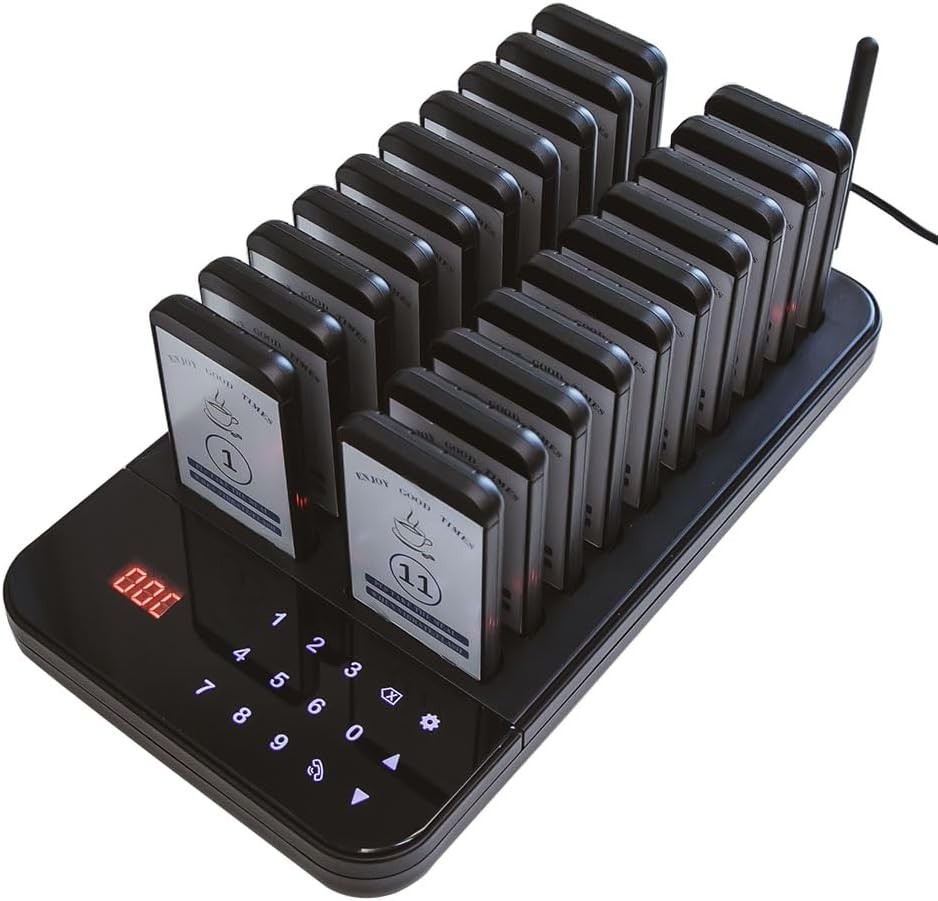 Wireless Restaurant Pager System with 20 Beepers for Efficient Guest Management