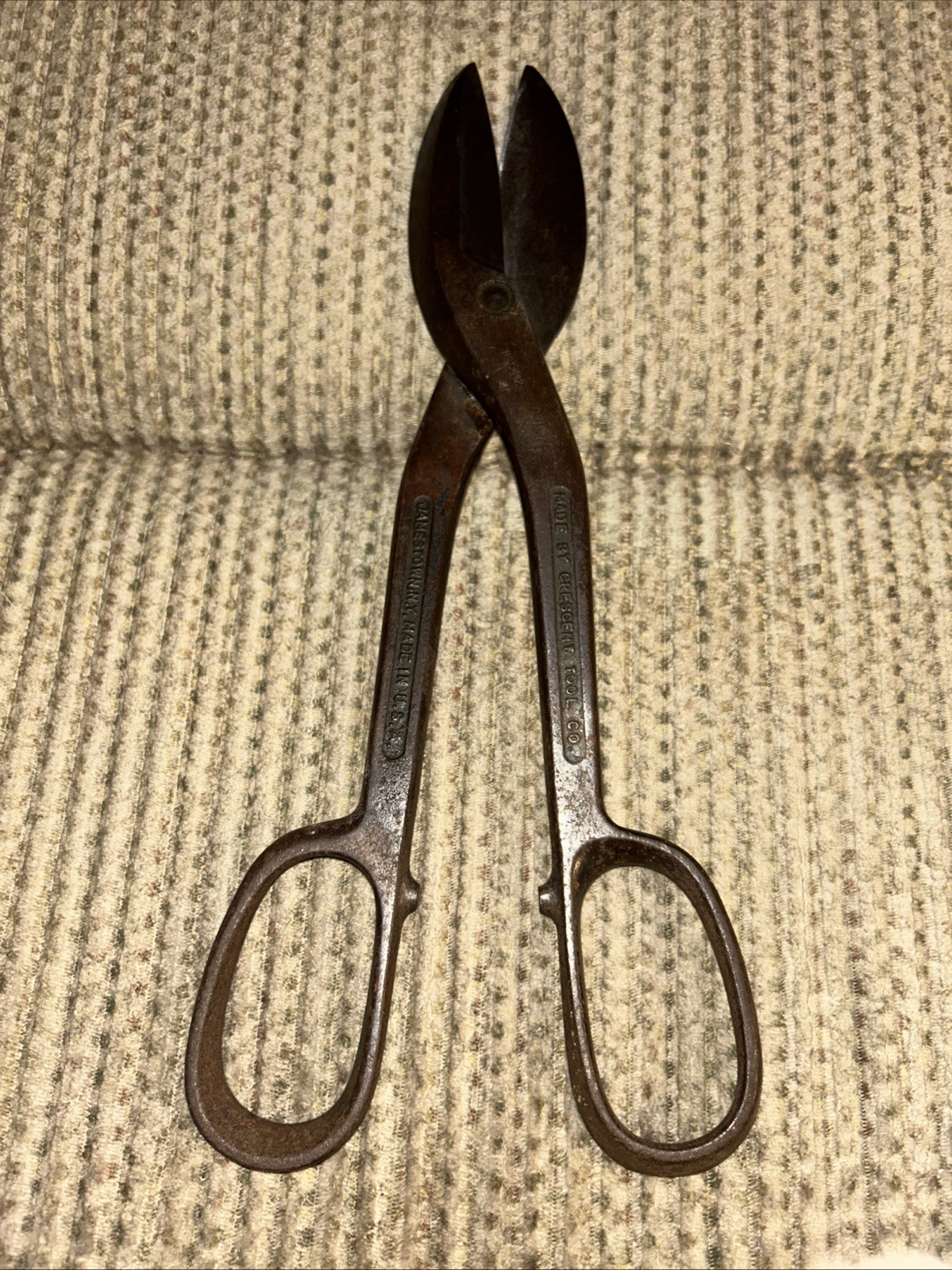 Vintage Crescent Tool Co. 12 1/2" Sheet Metal Straight Cut Tin Snips USA Made