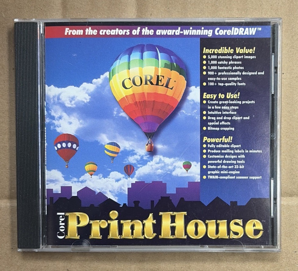Corel Print House for Windows CD Runs on Windows 95 and IBM PC 486 DX BRAND NEW