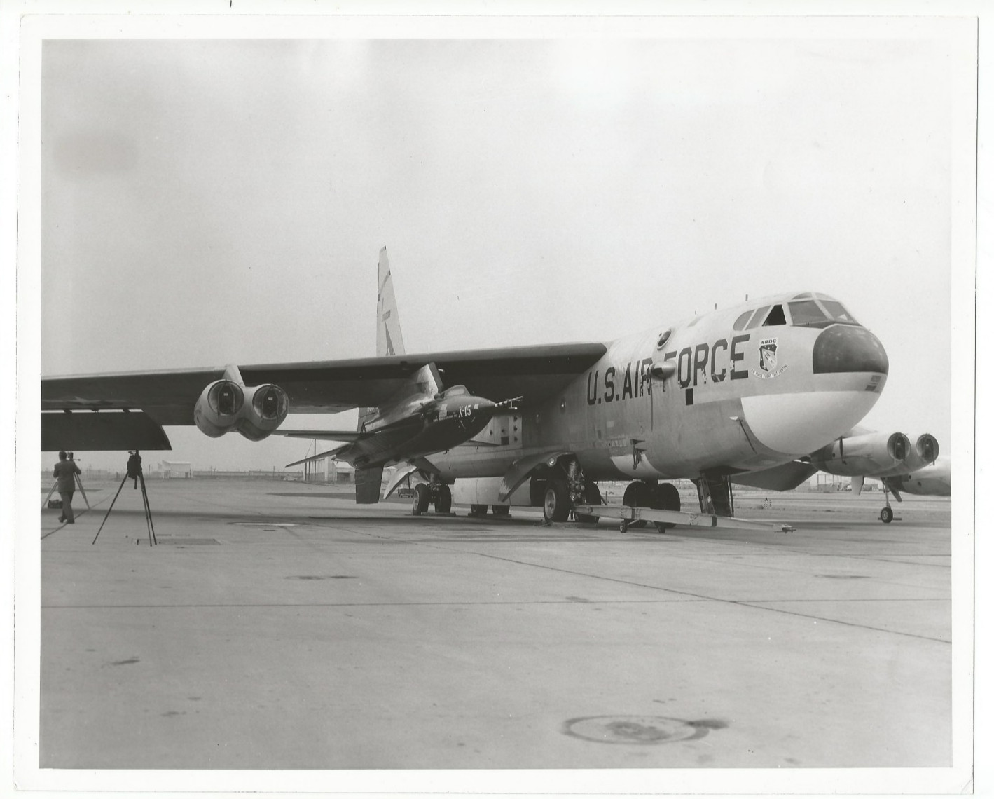 NASA 8x10" photo, release 6/21/60, No. 60-X-21, X-15 Airplane under wing of B-52