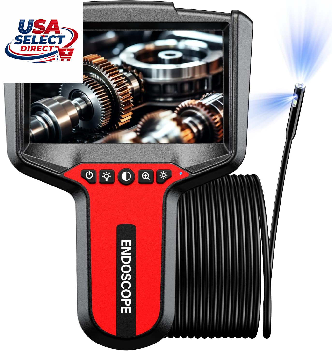 Endoscope Camera 5" 1080P HD Dual-Lens Inspection Borescope 16.4Ft