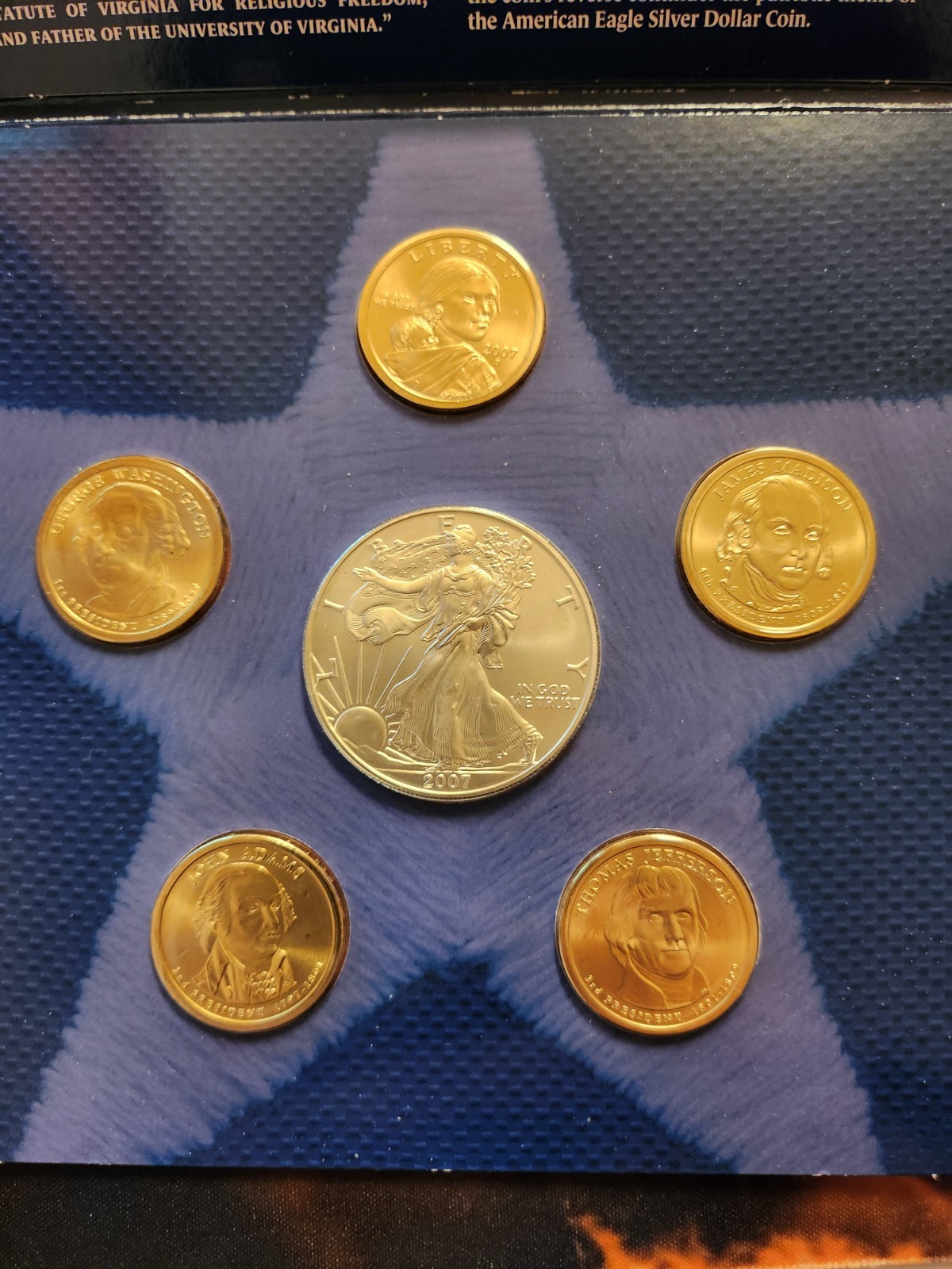 2007 US MINT UNCIRCULATED ANNUAL DOLLAR COIN SET NEW  WITH COA