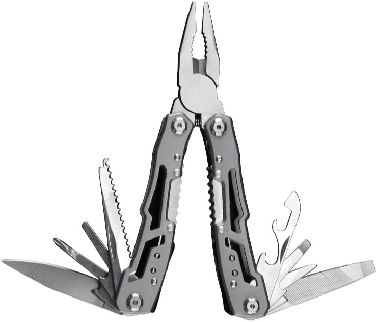 12 in 1 Multitool Stainless Steel SpringAct Pliers Pocket Clip for Hiking