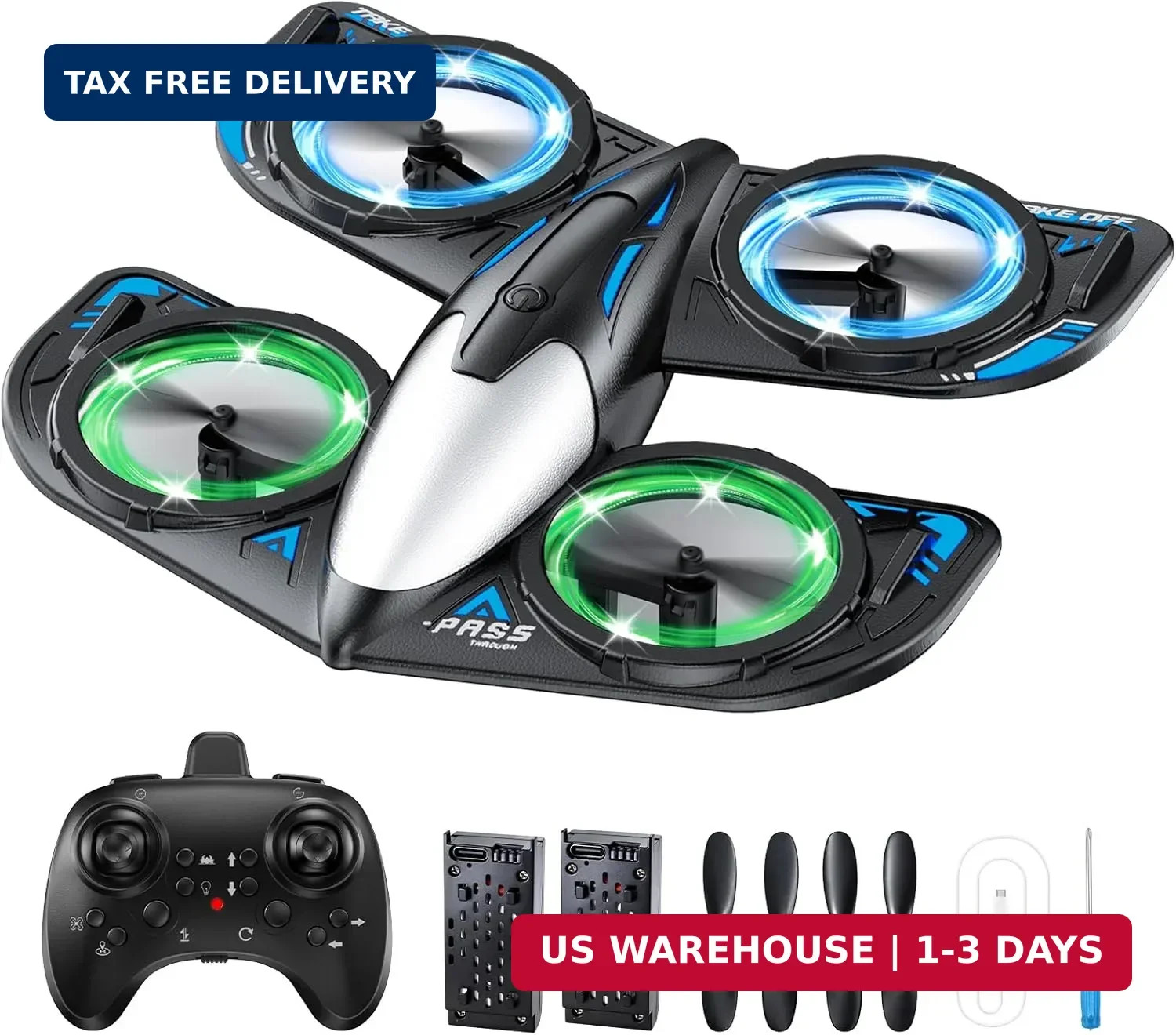 RC Drone for Kids Beginners, Foam Remote Control Drone with Cool Lights, 360° Fl
