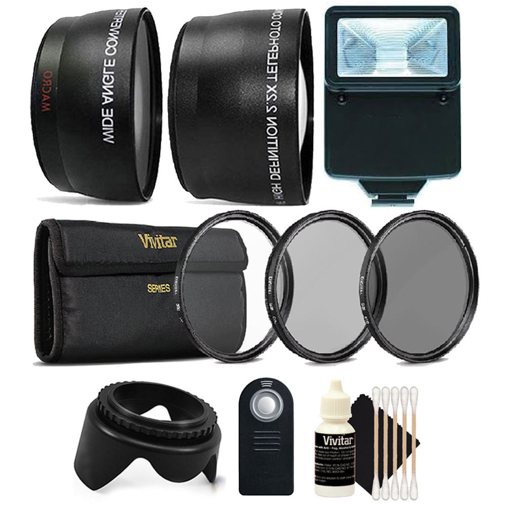 52mm Fisheye Telephoto & Wide Angle Lens + UV CPL ND + Accessory Kit for Nikon