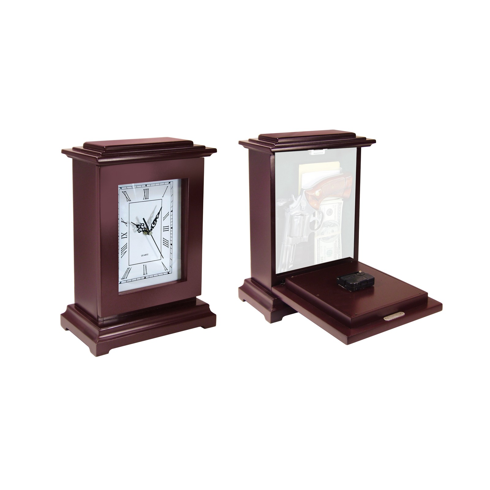 PS Products Concealment Clock Fits Medium to Large Handguns Mahogany Wood