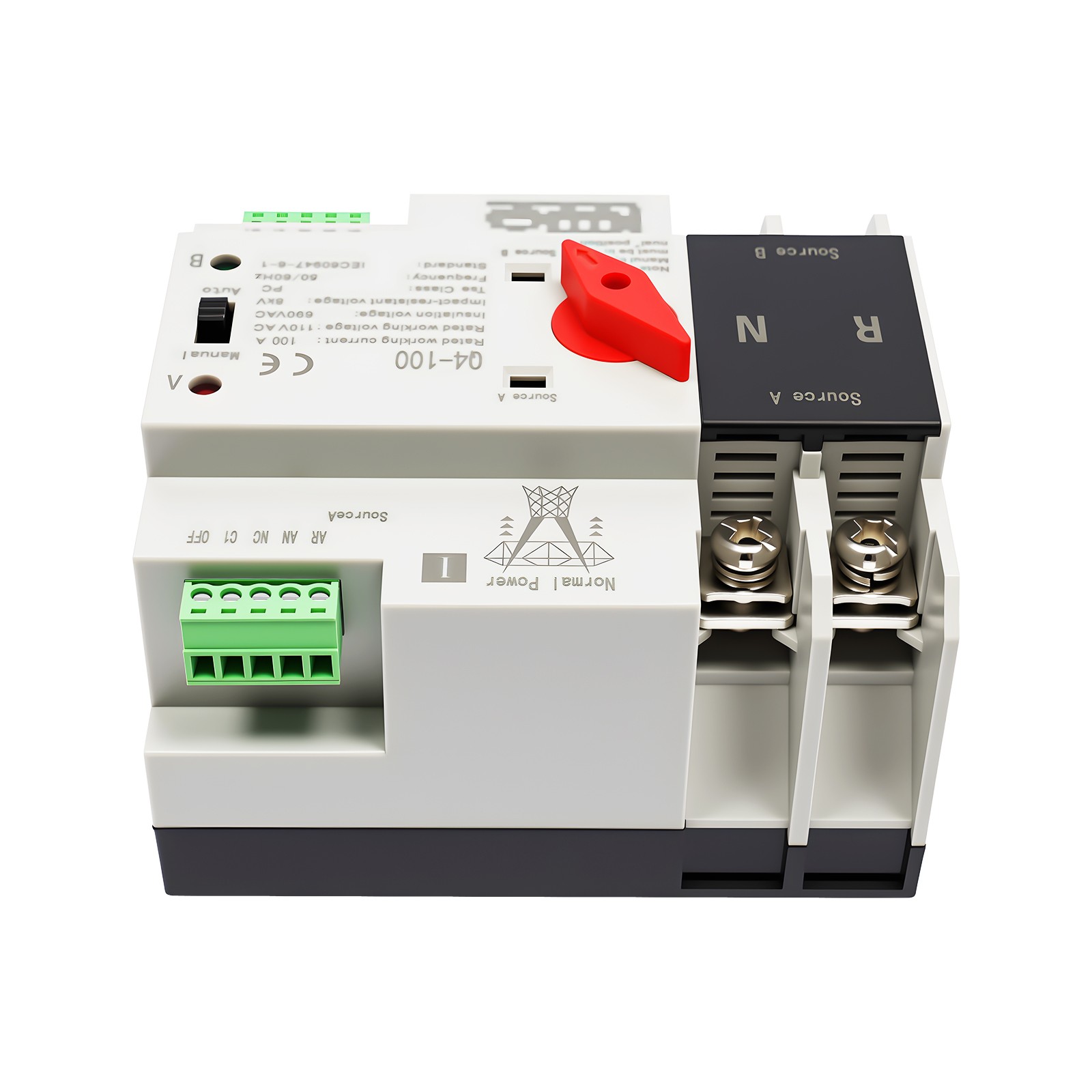 Dual Power Automatic Transfer Switch, 2P 100 Amp Automatic Transfer Switch