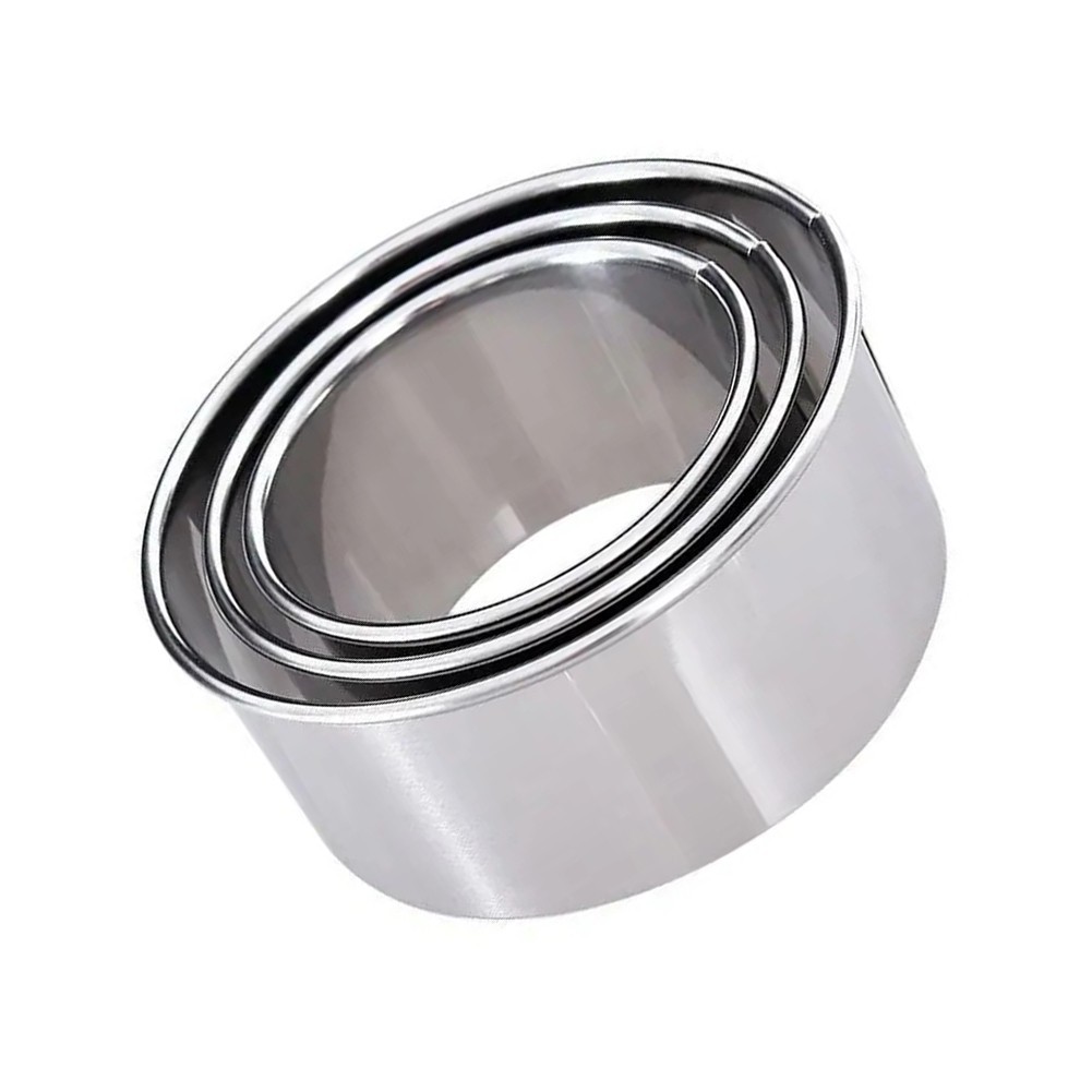 3 Piece Stainless Steel Round Cookie Cutters for Homemade Cookies and Dumplings