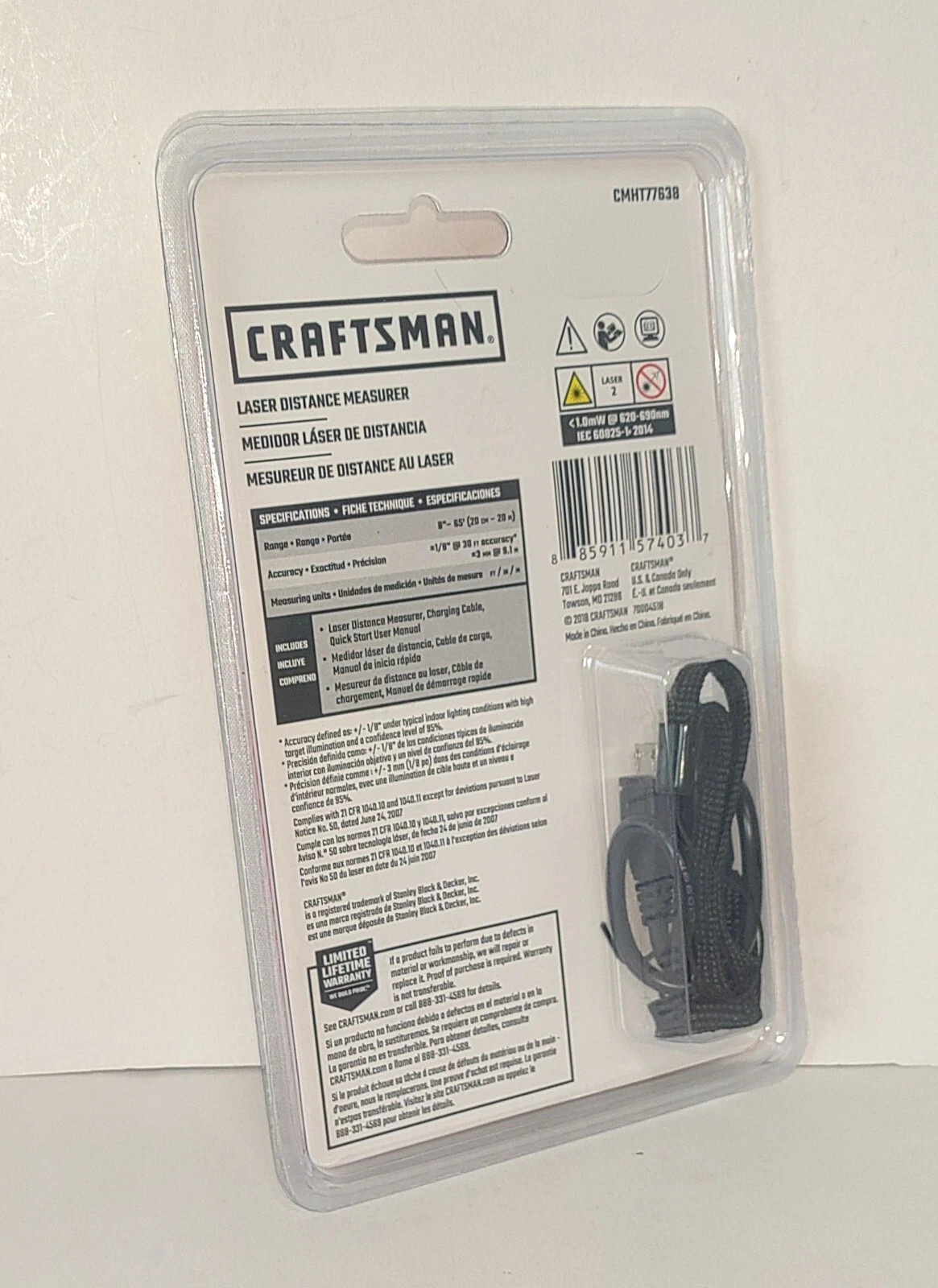 Craftsman Laser Distance Measurer 65'/20 M Range CMHT77638