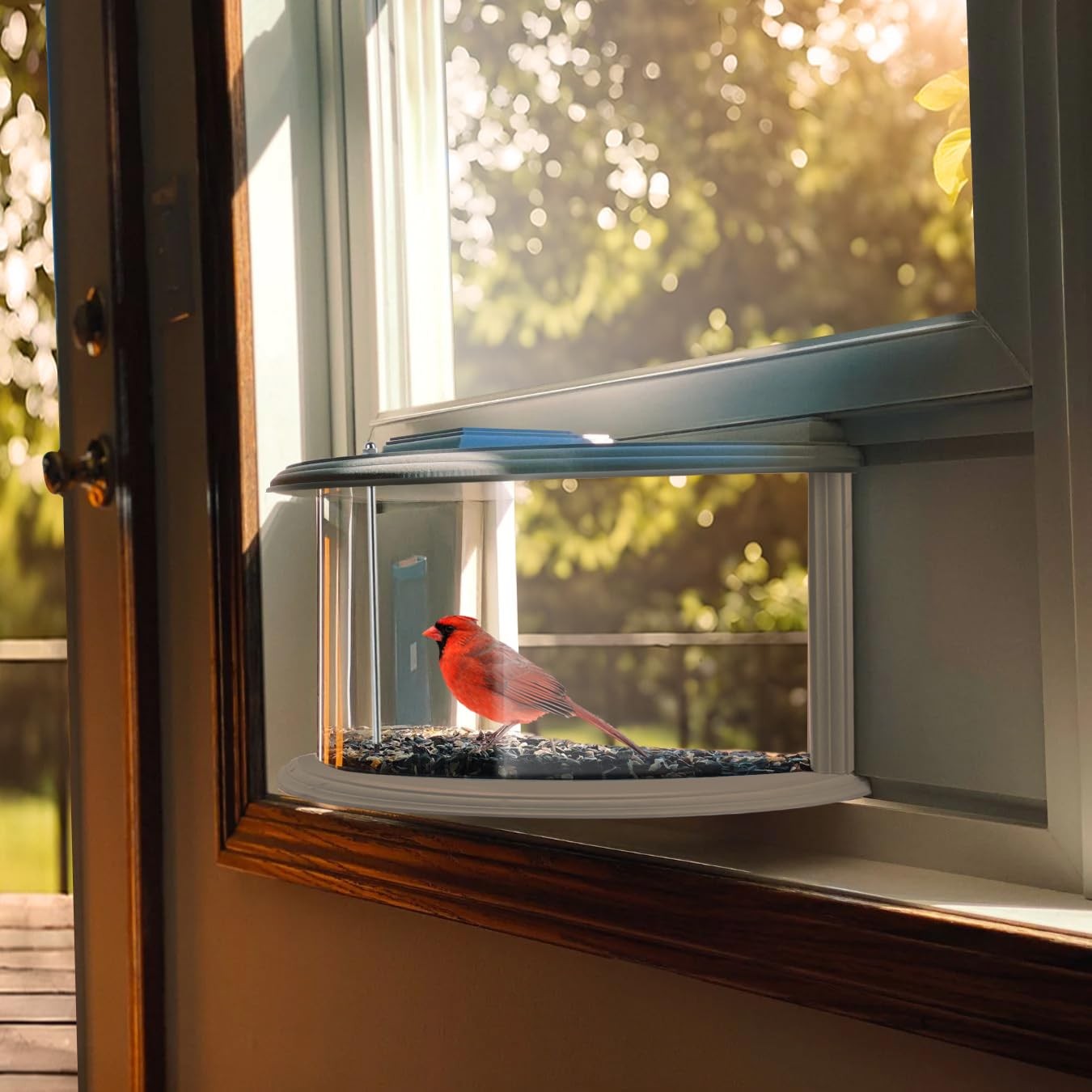JOYSEUS Window Bird Feeder, 180° Clear View Durable and White