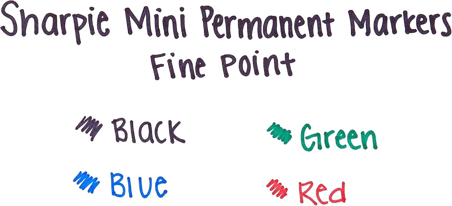 Mini Permanent Markers, Fine Point, Assorted Colors, 4 Count