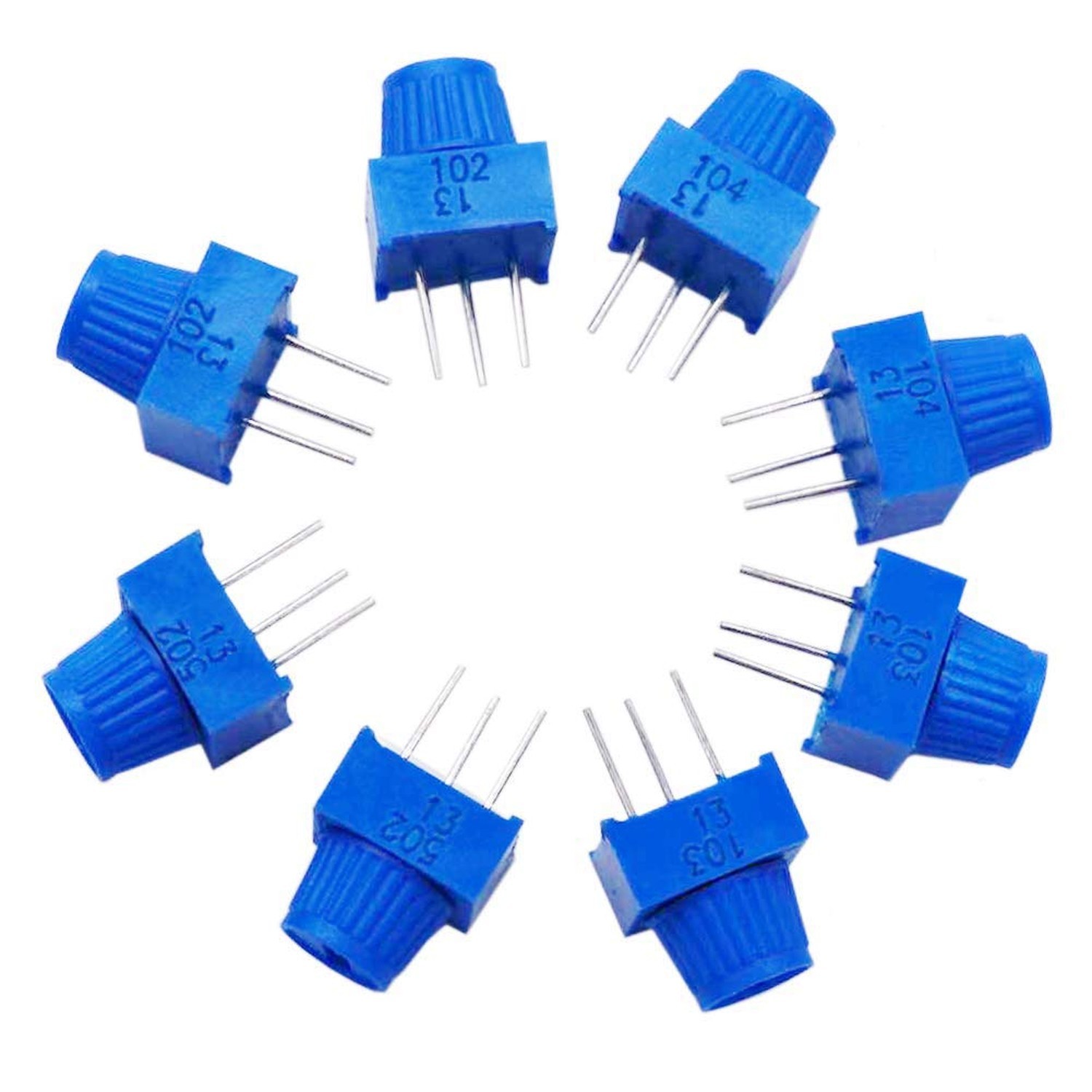 TWTADE / 8pcs 3386p Potentiometer 1K 5K 10K 100K Ohm Each 2pcs Breadboard Tri...