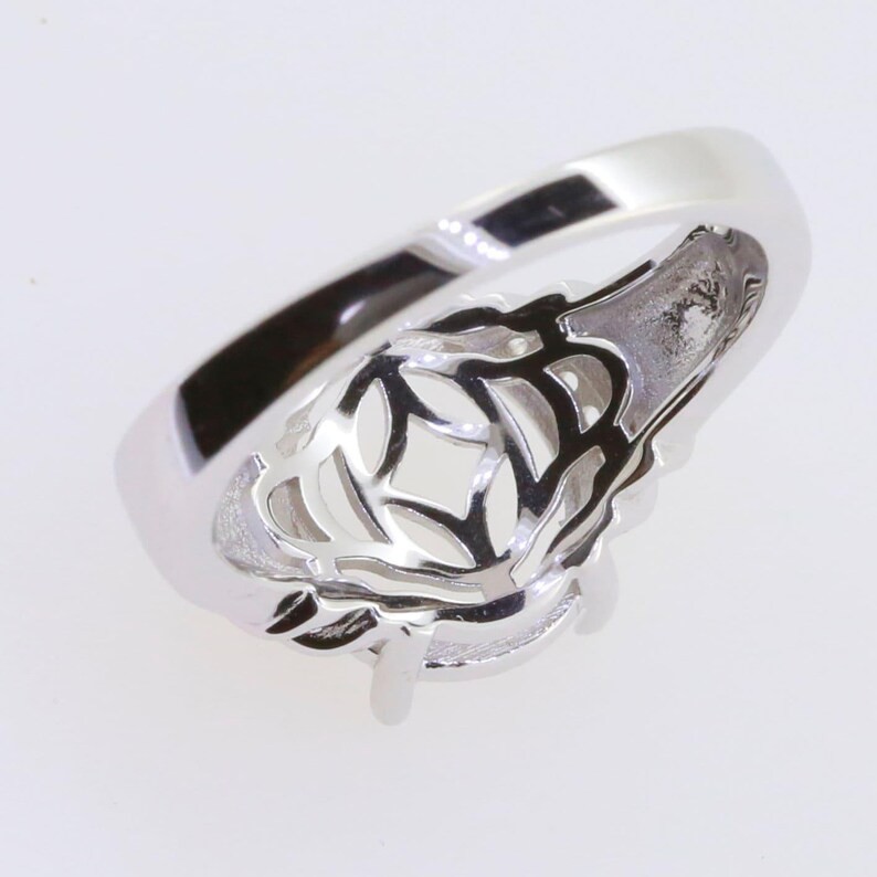 Sterling Silver Semi Mount Setting Oval 12x10mm Cabochon Stone Setting Ring