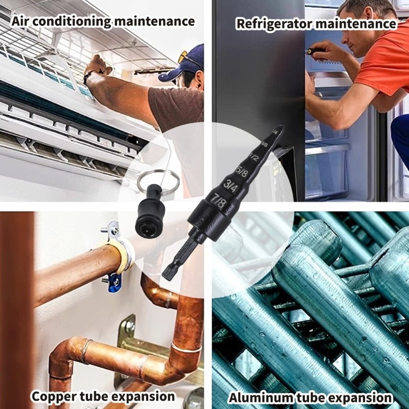 6 In 1 HVAC Repair Tool Swage Tube Expander Bit for Various Copper Tube Sizes